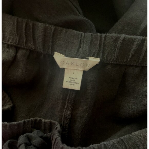 NWOT Caslon Women's Black 100% Linen Cargo Wide Leg Drawstring Pants Size Large - Picture 3 of 4
